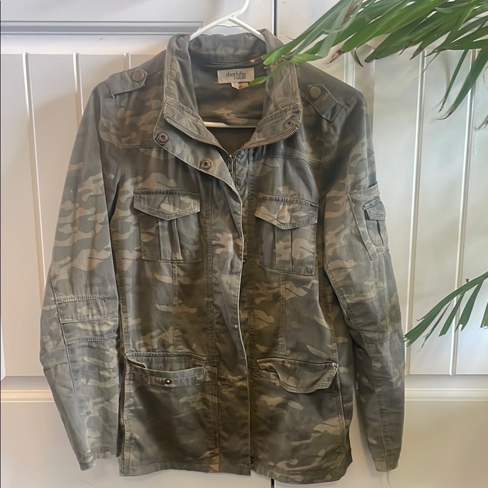 Charlotte Russe Green Utility Jacket Lightweight Relaxed Fit size small